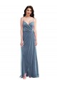 Stretch Velvet Sweetheart Low Back A-Line Dusty Blue Semi Formal Evening Dress / Prom Dress / Bridesmaid Dress Derby