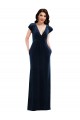 Stretch Velvet V-Neck A-Line Dark Navy Formal Dress / Bridesmaid Dress Derby