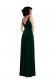 Stretch Velvet V-Neck V-Back A-Line Dark Green Bridesmaid Dress / Evening Dress Derby