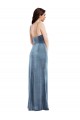 Stretch Velvet Sweetheart Low Back Trumpet Dusty Blue Formal Evening Gown / Prom Dress / Bridesmaid Dress Derby