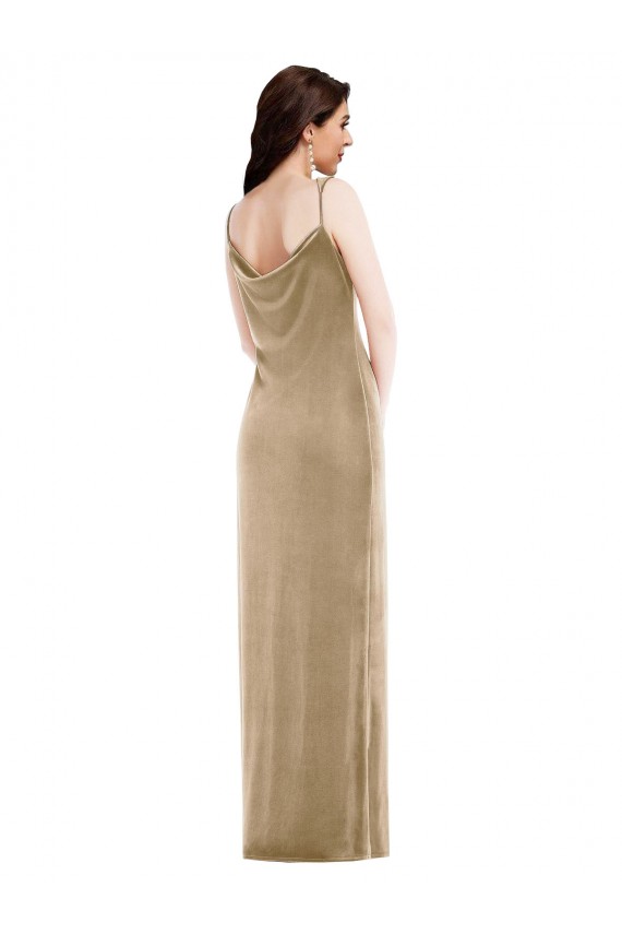 Stretch Velvet One Shoulder Sheath Champagne Black Tie Evening Gown / Prom Dress / Bridesmaid Dress Derby