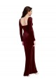Stretch Velvet Square Neck Low Back A-Line Burgundy Prom Dress / Bridesmaid Dress Derby