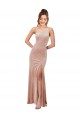 Stretch Velvet One Shoulder Sheath Pink Black Tie Evening Gown / Prom Dress / Bridesmaid Dress Derby