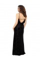Floral Velvet & Stretch Velvet V-Neck Open Back Sheath Black Bridesmaid Dress Derby