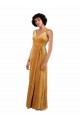 Stretch Velvet V-Neck V-Back Column Gold Black Tie Evening Gown / Prom Dress / Bridesmaid Dress Derby