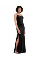 Stretch Velvet Cowl Neck Low Back Column Black Black Tie Evening Gown / Prom Dress / Bridesmaid Dress Derby