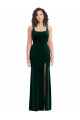 Stretch Velvet Square Neck Trumpet Dark Green Semi Formal Evening Dress / Prom Dress / Bridesmaid Dress Derby