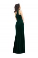 Stretch Velvet One Shoulder Trumpet Dark Green Black Tie Prom Dress / Bridesmaid Dress Derby