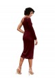 Stretch Velvet One Shoulder A-Line Burgundy Black Tie Prom Dress / Bridesmaid Dress Derby