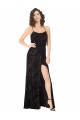 Floral Velvet & Stretch Velvet Cowl Neck Open Back A-Line Black Bridesmaid Dress Derby