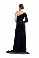 Stretch Velvet One Shoulder A-Line Dark Navy Formal Evening Gown / Prom Dress / Bridesmaid Dress Derby