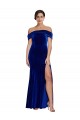 Stretch Velvet Off the Shoulder Mermaid Royal Blue Formal Evening Gown / Prom Dress / Bridesmaid Dress Derby