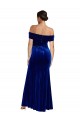 Stretch Velvet Off the Shoulder Mermaid Royal Blue Formal Evening Gown / Prom Dress / Bridesmaid Dress Derby
