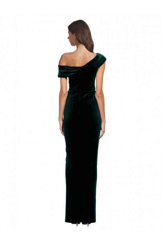Stretch Velvet Sweetheart Sheath Dark Green High Low Evening Gown / Prom Dress / Bridesmaid Dress Derby