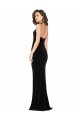 Stretch Velvet High Neck Low Back Sheath Black Semi Formal Evening Dress / Prom Dress / Bridesmaid Dress Derby