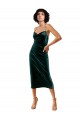 Stretch Velvet Cowl Neck Open Back Sheath Dark Green Formal Dress / Bridesmaid Dress Derby