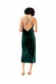 Stretch Velvet Cowl Neck Open Back Sheath Dark Green Formal Dress / Bridesmaid Dress Derby